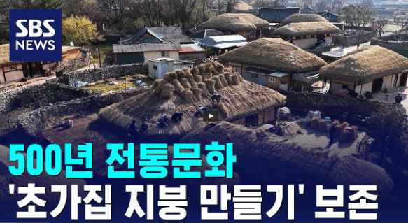 [SBS 뉴스] 500년 전통..'초가집 지붕 만들기' 기술 보존